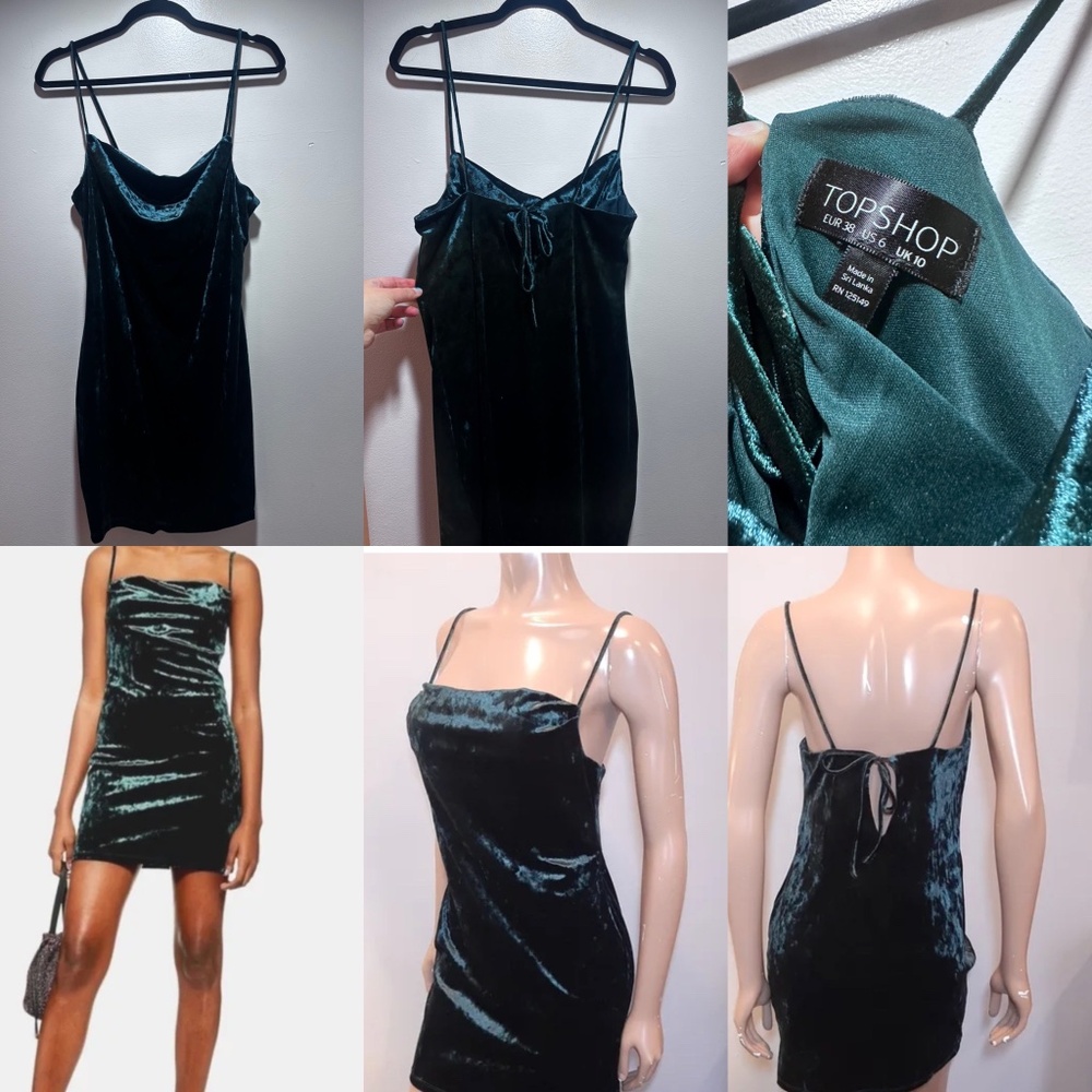Top Shop Green Velvet Mini Dress